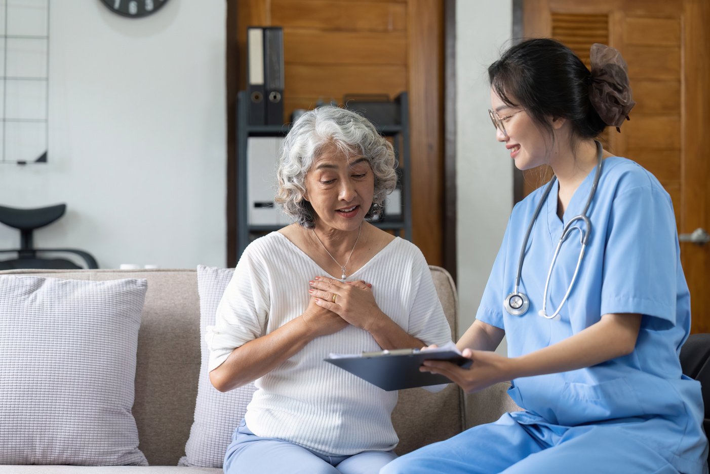 Young asia female nurse, assisted living, in-home carer or docto